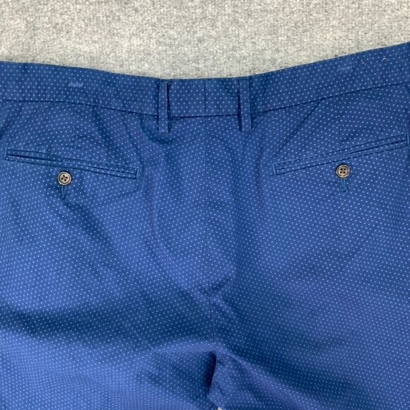 J. Crew Bowery Dress Pant Mens 36 Navy Dot Printed Flat Front Cotton Trousers - Picture 10 of 13